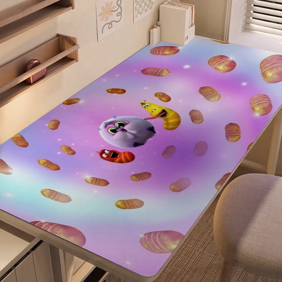 Larva Family-themed extra-large Non-Slip Base leather Desk Table mat—versatile for computer desks, dining tables, and more.12"x24"(30X60cm）