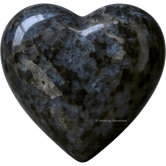 Larvikite Crystal Heart - Pocket Massage Worry Stone