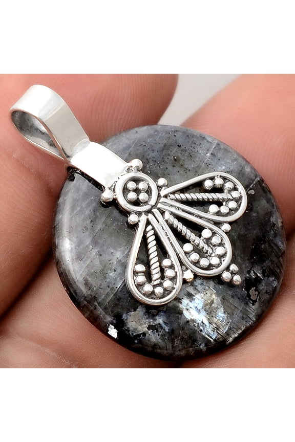 Larvikite Stone - Black Moonstone 925 Sterling Silver Pendant Jewelry P-1469 SDP155513