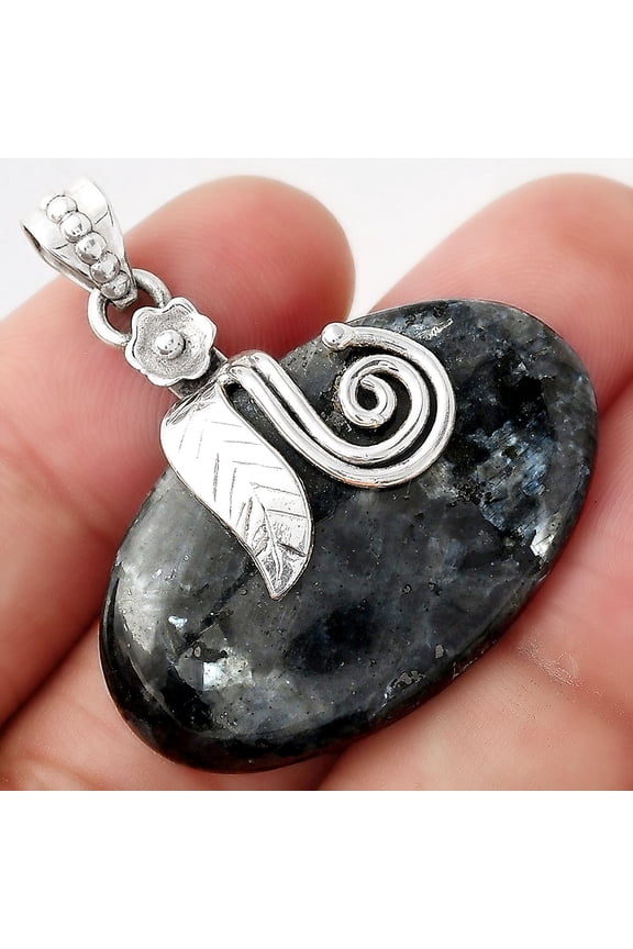 Larvikite Stone - Black Moonstone 925 Sterling Silver Pendant Jewelry P-1582 SDP156141