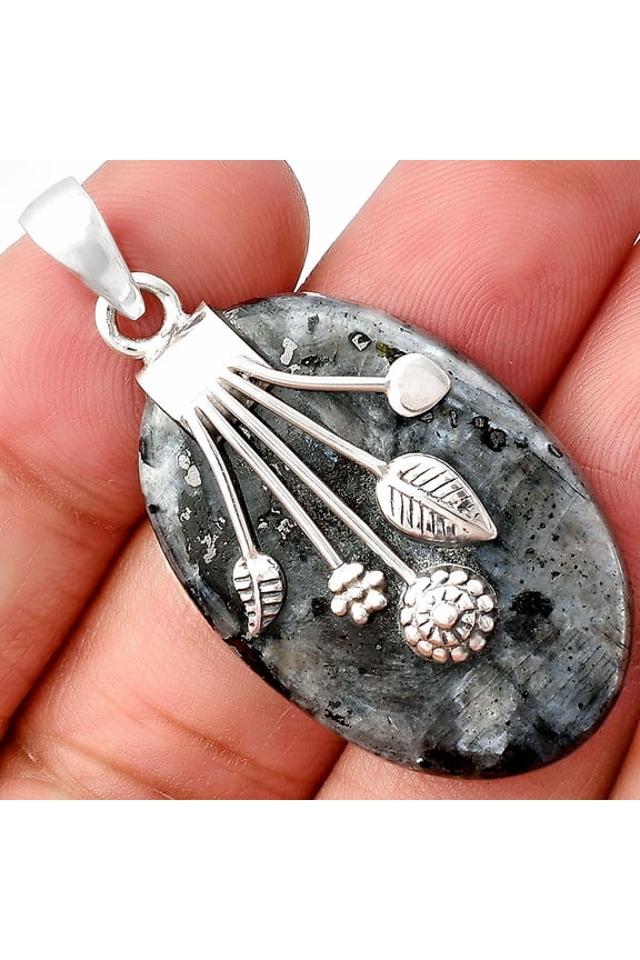 Larvikite Stone - Black Moonstone 925 Sterling Silver Pendant Jewelry P-1647 SDP141305