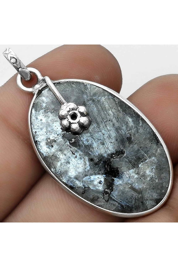 Larvikite Stone - Black Moonstone 925 Sterling Silver Pendant Jewelry P-1700 SDP122588