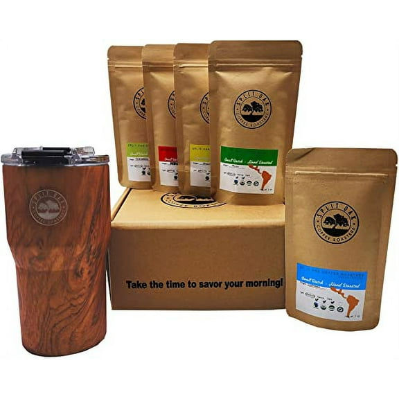 Las Americas Insulated Coffee Tumbler Gift Box with Gourmet Organic Medium Roast whole Bean Coffee with Best Beans From Mexico, Guatemala, Peru, Colombia and Brazil