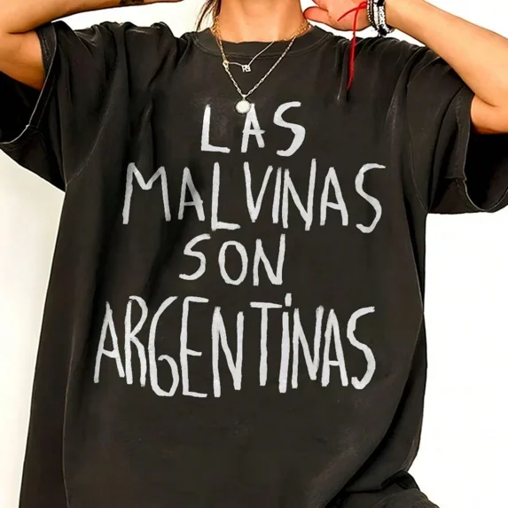 Las Malvinas Son Argentinas Slogan Graphic Print Oversized Streetwear Unisex Adult Casual Daily Wear Cotton Men's Women's Tee Shirt