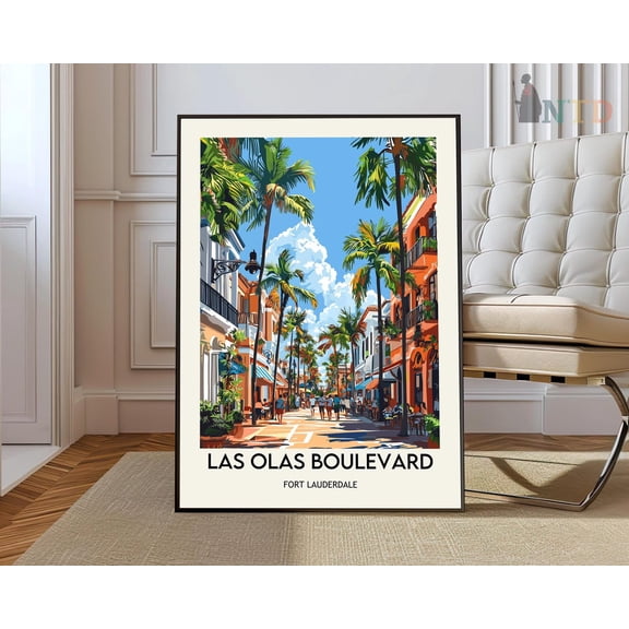 Las Olas Boulevard Florida Poster, Unframed Paper Poster 8x10in