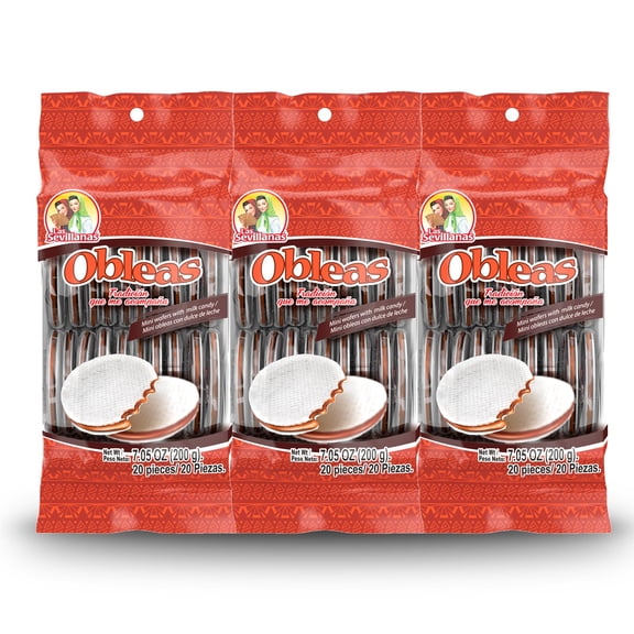 Las Sevillanas Obleas con Dulce de Leche Mini Caramel Wafer Cookies (Dulces Mexicanos) Traditional Mexican Candy Authentic Mexican Snack Milk Caramel Fi