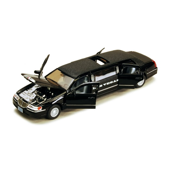 Las Vegas 1999 Lincoln Town Car Stretch Limousine, Black, Kinsmart 7001KLV - 1/38 Scale Diecast Car