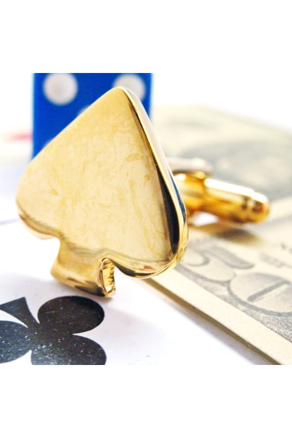 Ace of Spades Cufflinks Gold-Tone Vegas Card Suit Cuff Links for Men Casino Gift or Poker Night Accessory Perfect Cufflinks