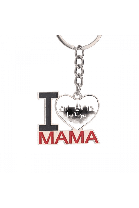 Las Vegas America Landmark Ink City Painting Keychain Metal Keyring Holder Love MAMA Mother