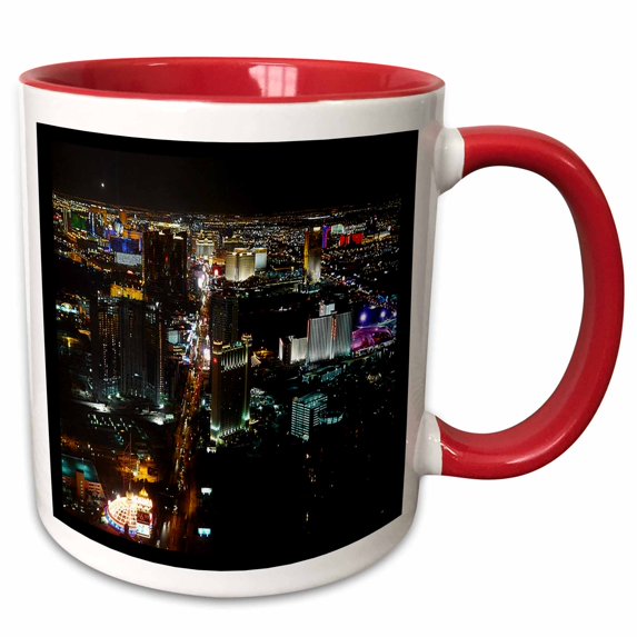 3drose, Las Vegas at Night, 11oz Two-tone Red Mug