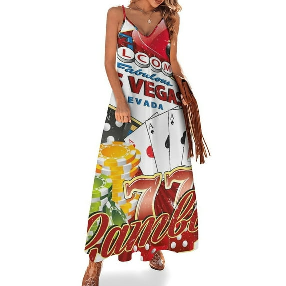 Las Vegas Casino Gambler Sleeveless Dress Loose Women's Dress Dresses Luxury Evening Dresses