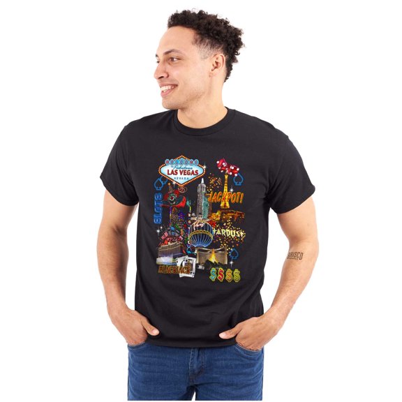 Las Vegas Casino Jackpot Blackjack Plus Size Crewneck Graphic Tee Shirt Brisco Brands 3X
