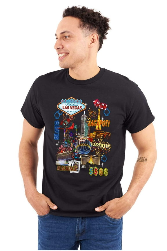 Las Vegas Casino Jackpot Blackjack Men's Graphic T Shirt Tees Brisco Brands S