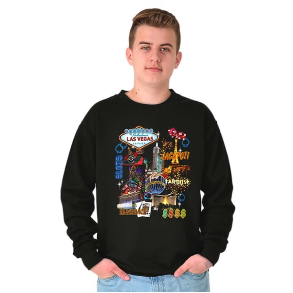Las Vegas Casino Jackpot Blackjack Unisex Plus Fleece Graphic Sweatshirt Brisco Brands 3X