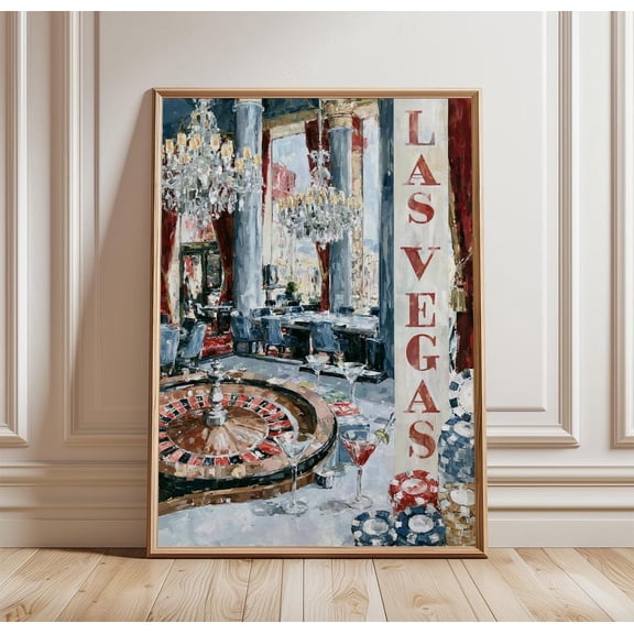 Las Vegas Casino Nevada Travel Print Roulette Wall Art, Unframed Paper Print