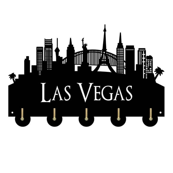 Las Vegas City Attractions Household Decor Wooden Wall Hooks Wall Hanger Coat Rack Keys Bags Clothes Multi-Purpose Keys Handbags Hook Gift for Designer