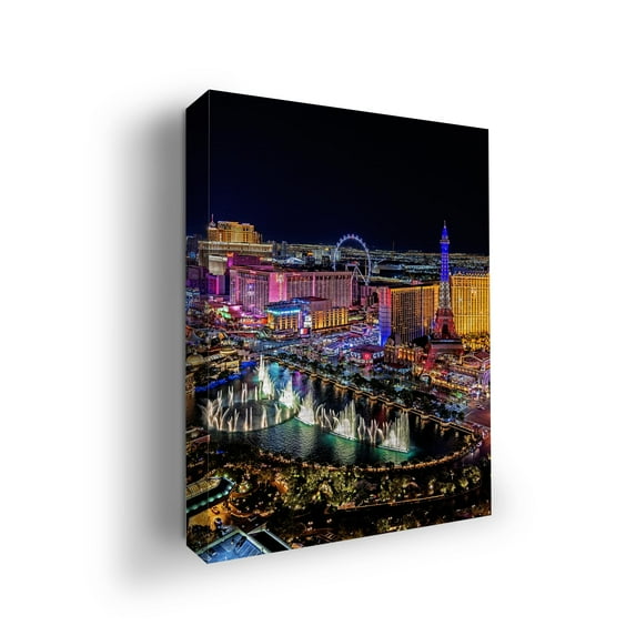 Las Vegas City Canvas Wall Art by DreamController- 12x16 inches City Wall Decor | HD Printed & Wooden framed wall art | UV and Water Resistant Modern Architect Wall Decor for Gift | Made in USA