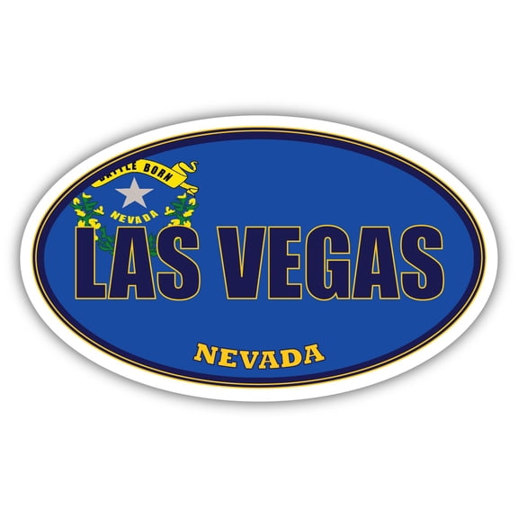 Las Vegas City Nevada State Flag | NV Flag Clark County Oval State Colors Bumper Sticker Car Decal 3x5 inches