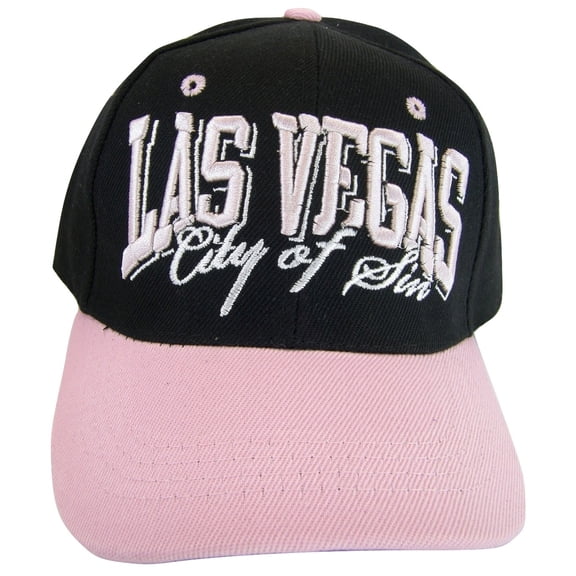 Las Vegas City of Sin Adult Size Adjustable Baseball Cap (Black/Pink)