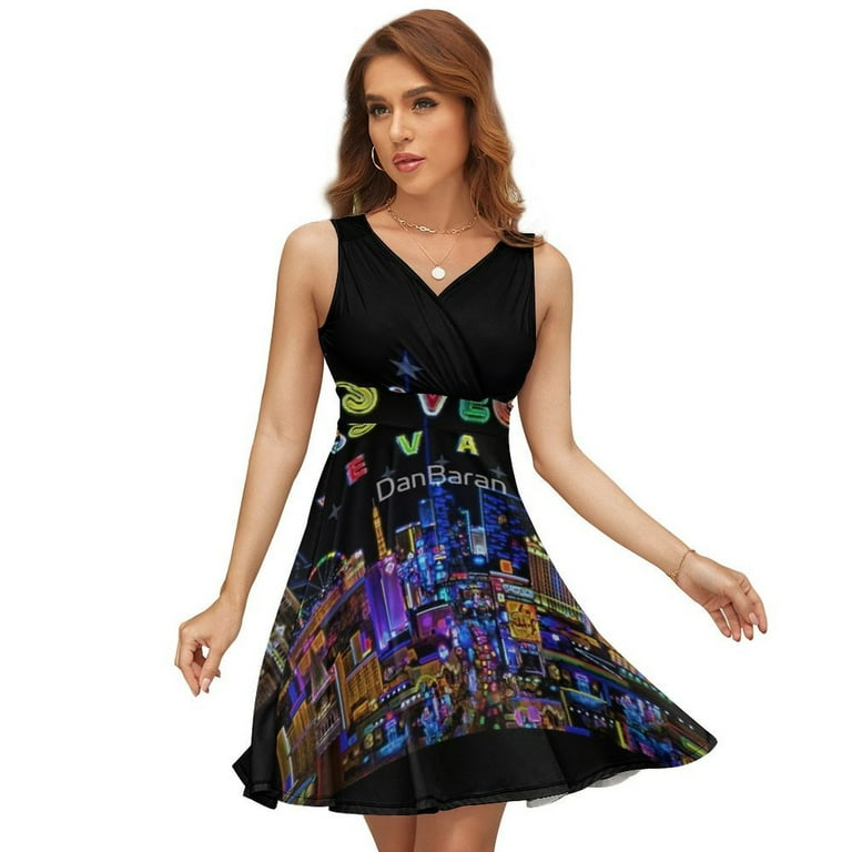 Las Vegas Dress Fashion Beach Long Dresses Female Party Printed Sundress -  Walmart.com