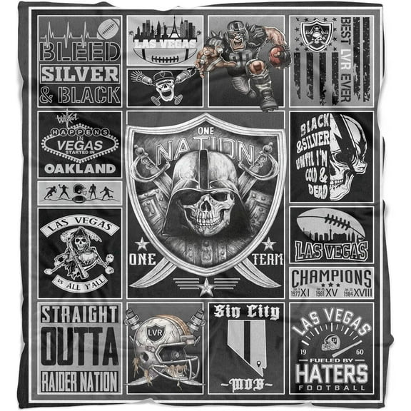 Las Vegas Football Blanket Gifts for Men Women Soft Flannel Oakland Throw Blanket Merch Decor, 50x60 Inches