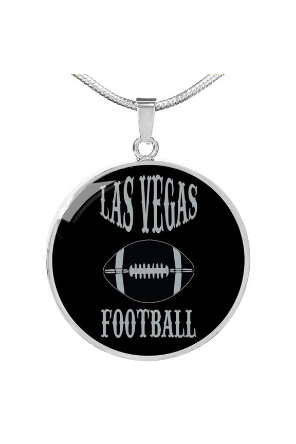 Las Vegas Football Fan Circle Necklace Stainless Steel 24 Inch Chain Silver Tone or Gold Tone