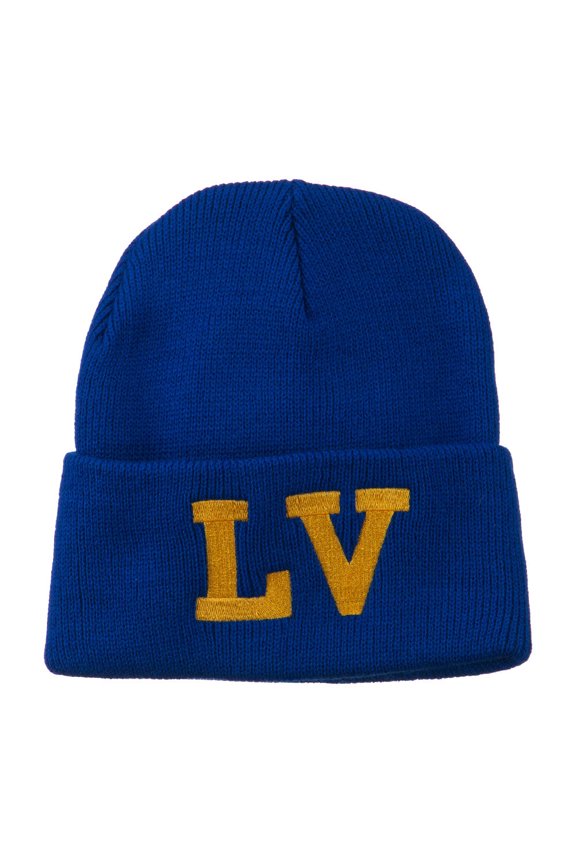 Las Vegas LV Embroidered Long Beanie - Royal OSFM