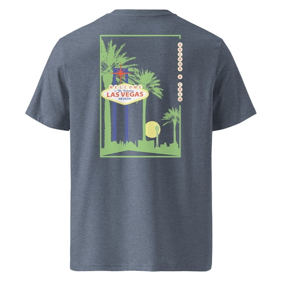 Las Vegas Landmark Organic Cotton T-Shirt Dark Heather Blue - Small