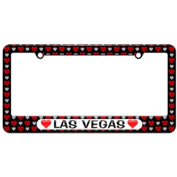 Las Vegas Love with Hearts License Plate Tag Frame, Multiple Colors