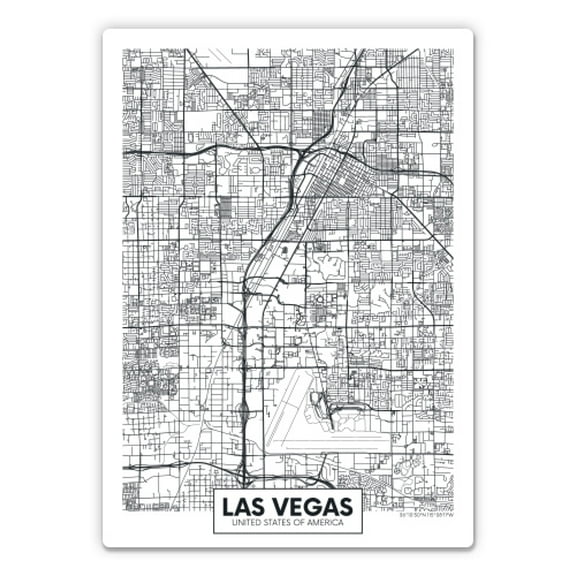 Las Vegas Map - 12" Vinyl Sticker Waterproof Decal