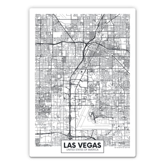 Las Vegas Map - 5" Vinyl Sticker - For Car Laptop I-Pad - Waterproof Decal