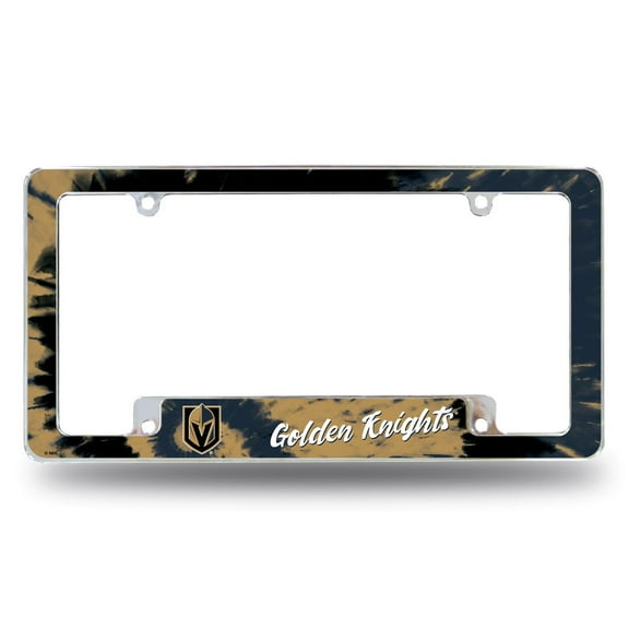 Las Vegas Hockey Golden Knight's Chrome Metal License Plate Frame with Tie Dye Design