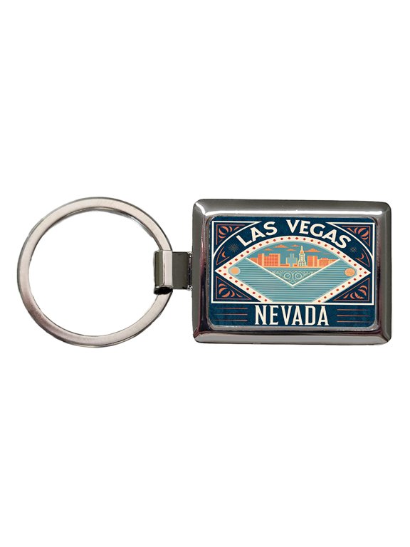 Las Vegas NV Nevada Travel Vacation Stamp Metal Rectangle Keychain