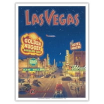 Las Vegas Nevada - Bonanza Air Lines - Vintage Airline Travel Poster by Kerne Erickson - Master Art Print (Unframed) 9in x 12in