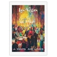 thumbnail image 1 of Las Vegas - Nevada - Delta Air Lines - Vintage Airline Travel Poster by Jack Laycox c.1970s - Fine Art Rolled Canvas Print 27in x 40in, 1 of 4