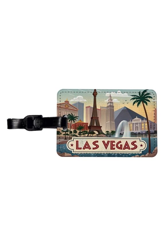 Las Vegas, Nevada NV Travel City State Stamp Faux Leather Travel Luggage Tag