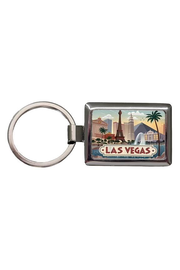 Las Vegas, Nevada NV Travel City State Stamp Metal Rectangle Keychain