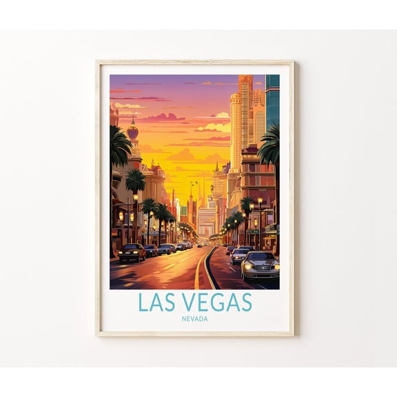 Las Vegas Nevada Strip Nightlife Urban Cityscape Wall Art, Unframed Paper Poster 11x14in