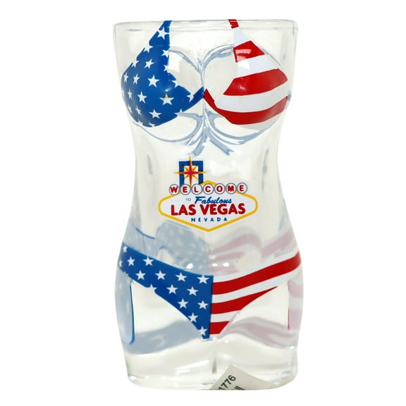 Las Vegas Nevada USA Flag Full Body Bikini 3D Shot Glass