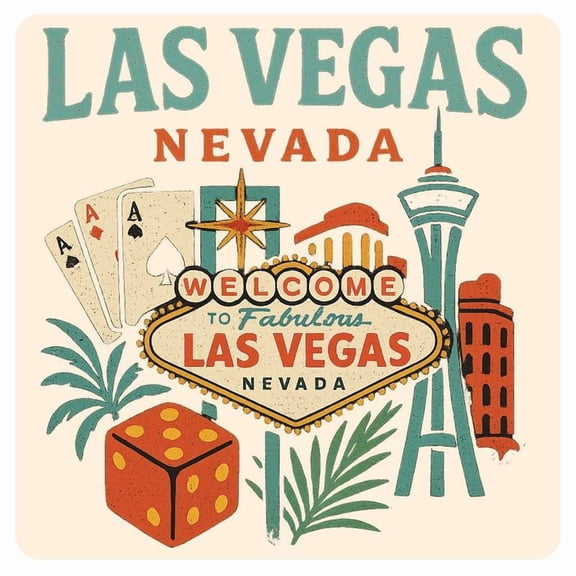 Las Vegas Nevada Vintage Design Souvenir Decorative Vinyl Decal Sticker 2-Inch