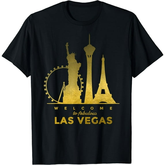 Las Vegas Nevada Vintage Retro Las Vegas Skyline T-Shirt Black X-Large