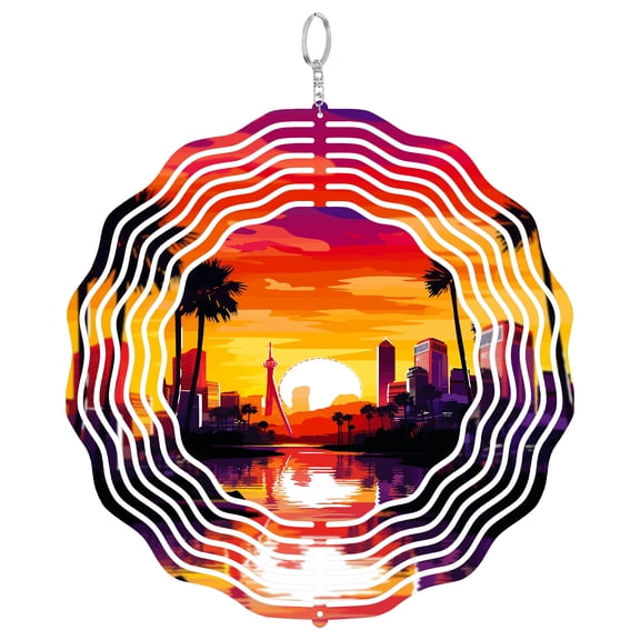 Las Vegas Nevada Welcome Sign 3D Wind Spinner Metal Kinetic Hanging Sculpture Outdoor Yard Decor Casino Lover Gift