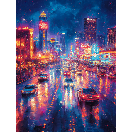 Las Vegas Night Street Canvas Painting,Suitable for Living Room,Bedroom,Office,Hotel,Restaurant Decoration