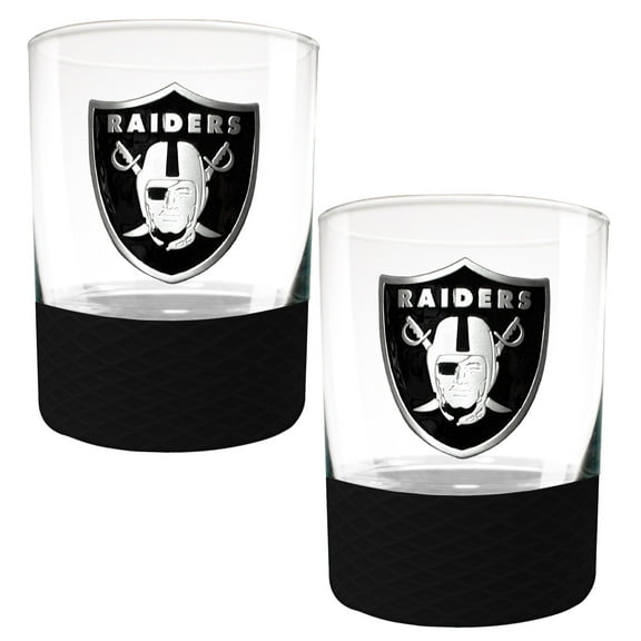 Las Vegas Raiders 2-Pack 14oz. Rocks Glass Set with Silcone Grip