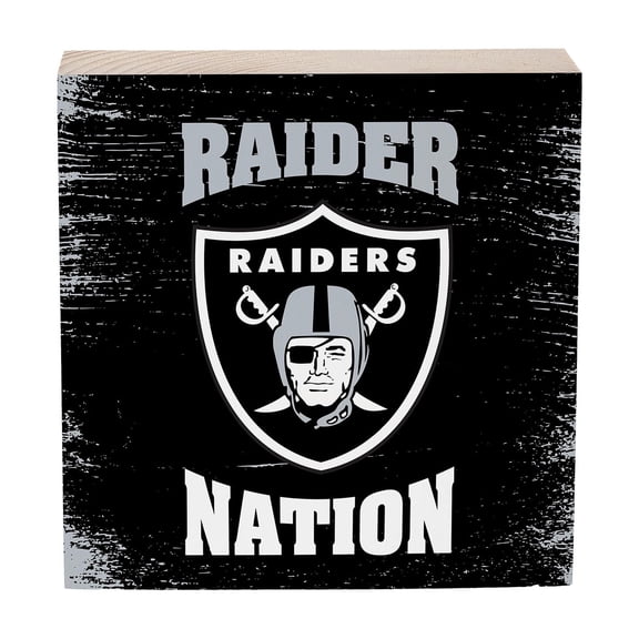 Las Vegas Raiders 6" Square Fan Chant Wood Block Shelf Sign