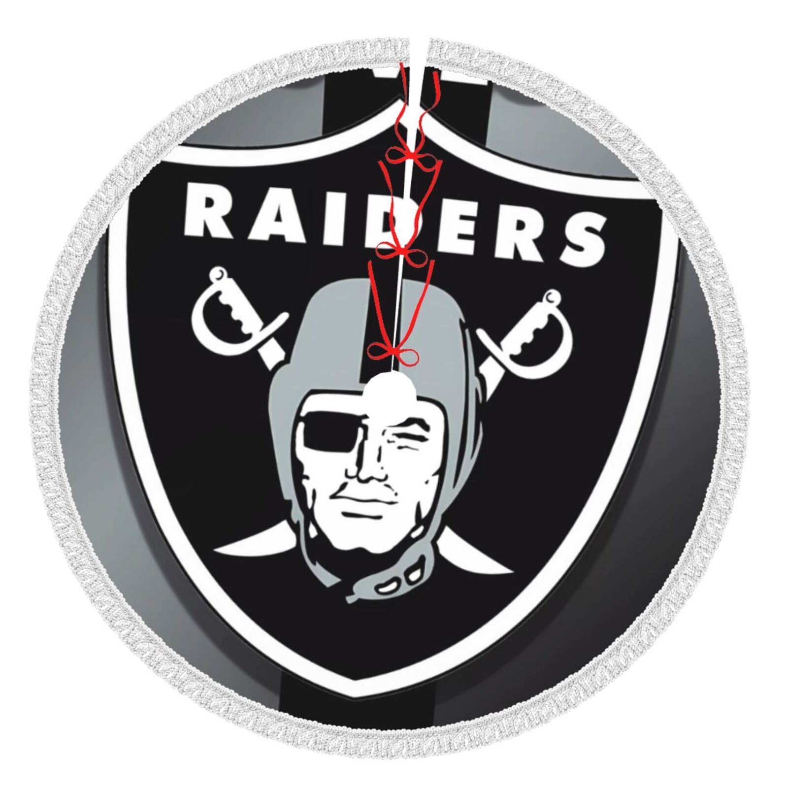 Raiders Christmas plaid tree skirt New Year Festive Holiday Party