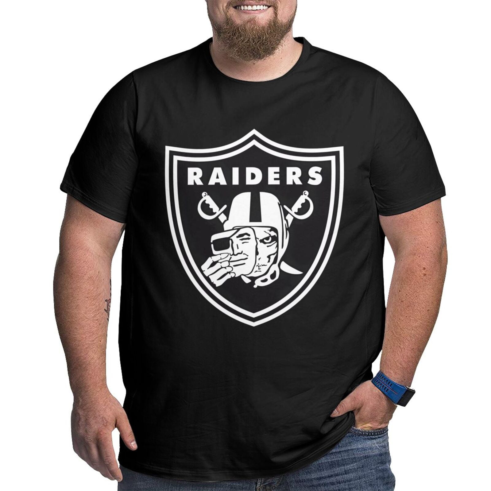 Raiders Custom Football Fans T Shirt Men s Plus Size Shirts Short Sleeve Tops Summer Big Tall Cotton Basic Tee XL 6XL Walmart