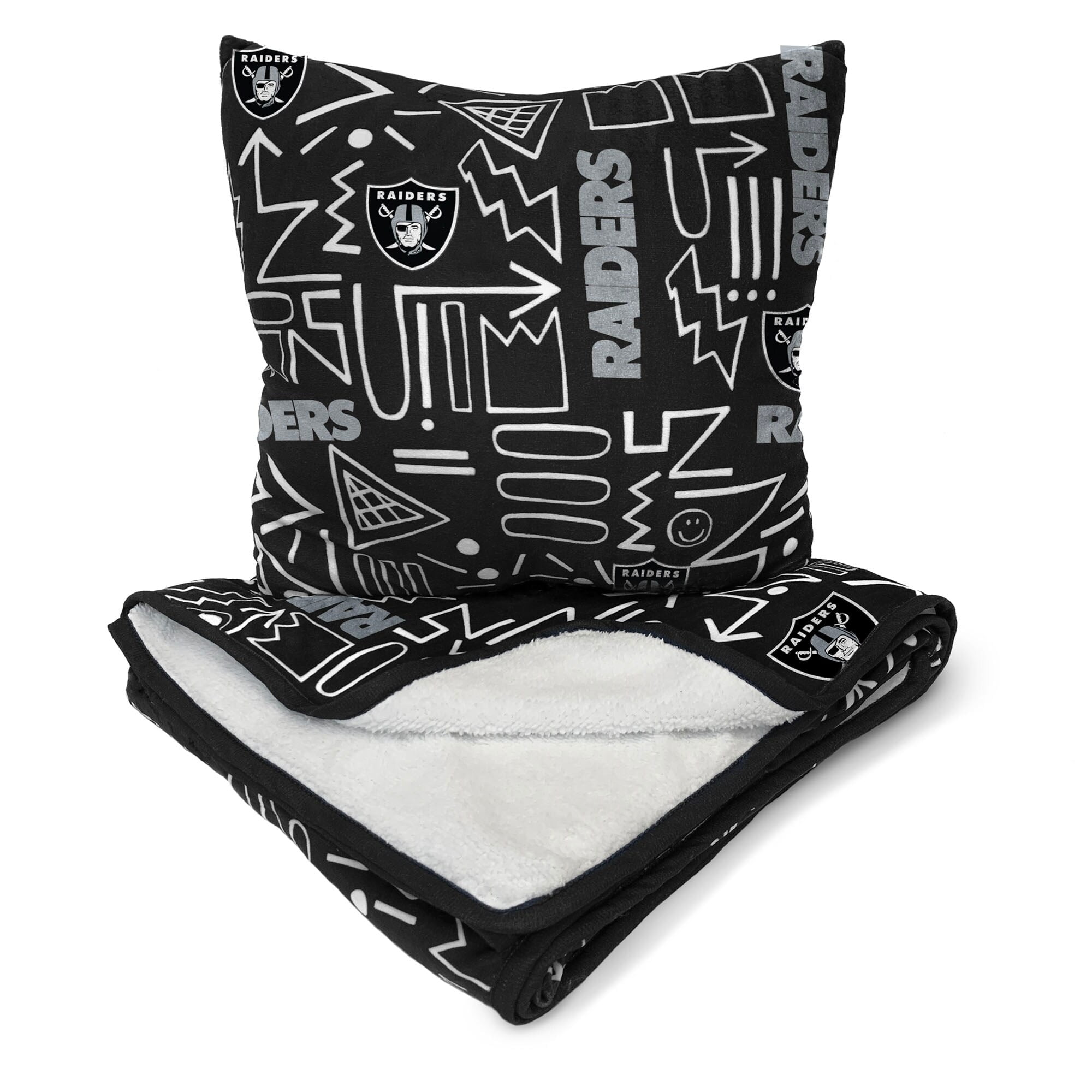 Las Vegas Raiders Doodle Pop Poly Span Blanket and Pillow Combo Set Walmart