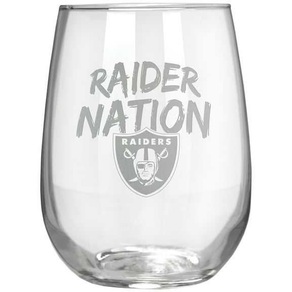 Las Vegas Raiders Etched 17oz. Rally Cry Stemless Wine Glass