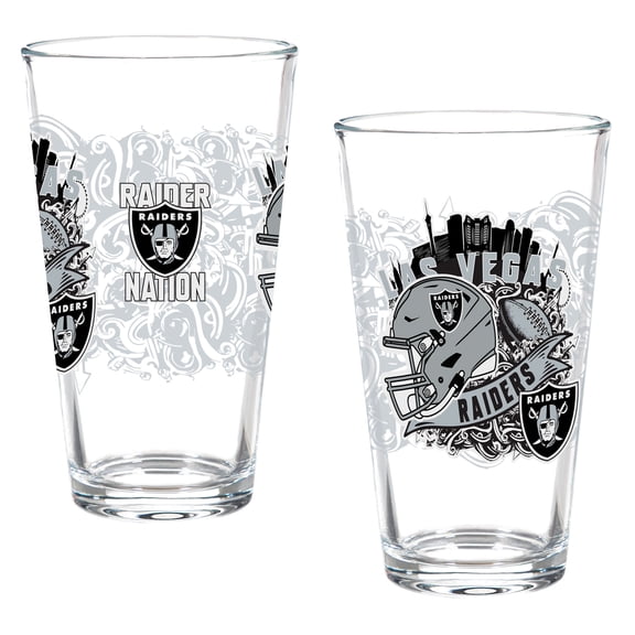 Las Vegas Raiders Hometown Series 16oz Pint Glass 2-Piece Set with Gift Box